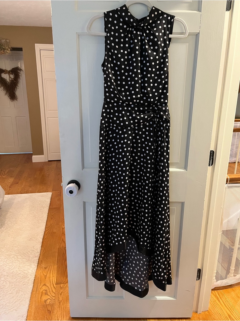 Karl Lagerfeld Black and White Polka Dot Sleeveless Midi Dress